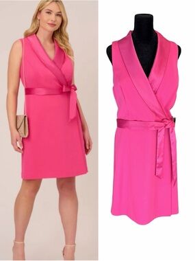 Adrianna Papell Crepe Tuxedo Dress Pink NWT Mother of the Bride Wedding Guest